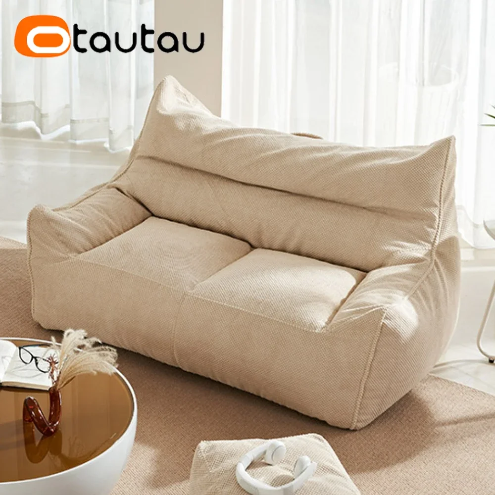 Office Stool - OTAUTAU ソフトワッフル 1-2 シートビーンバッグソファカバーセットフィラーなしビーンバッグアームチェア怠惰なソファベッドラウンジャーオットマンスツール SF182