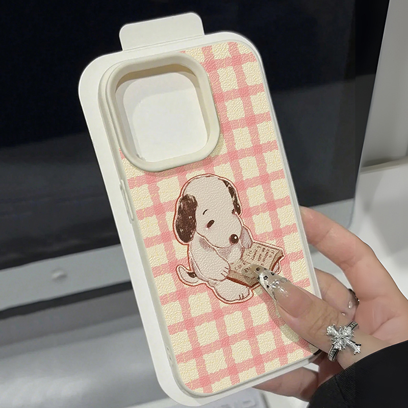Bookshelf - かわいいヴィンテージブック犬ライチ柄スマホケース Samsung Galaxy A56 A55 A53