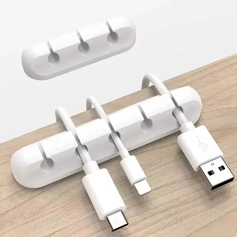 Desk Organizer - シリコン製USBケーブルオーガナイザー。USB充電ケーブルを巻き取って整理できる、デスクトップ用のケーブルホルダー。マウスやイヤホンなどのアクセサリーの整理に。