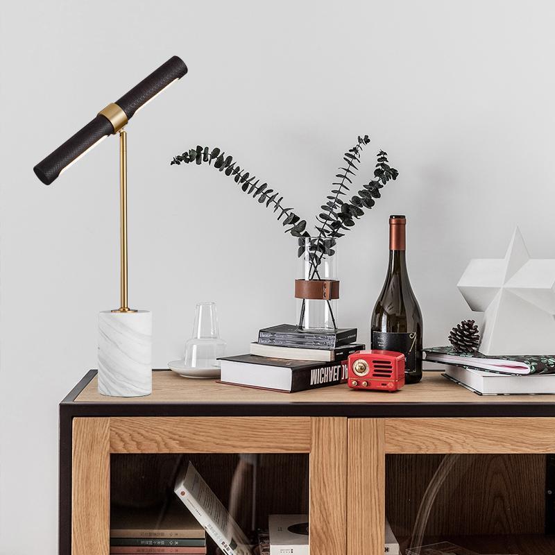 装飾テーブルランプ、デザイナーライト高級レザー大理石デスクラ - Desk Lamp のレビューと価格