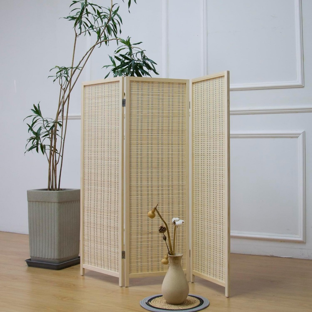 3枚パネルのショートルームディバイダースクリーン、ベージュの - Partition Screen Divider のレビューと価格