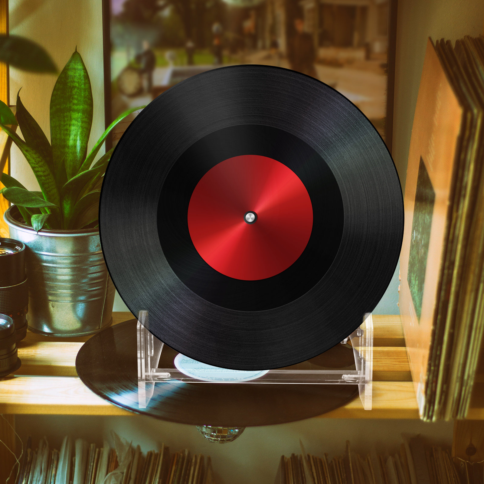 多段式のアクリル製レコードディスプレイラック。透明なレコード - Bookshelf のレビューと価格
