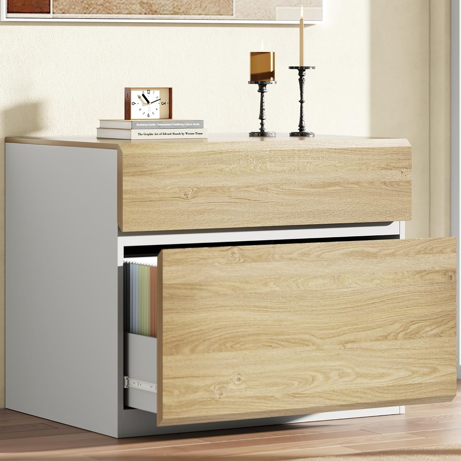 ホームオフィス用2段横型ファイルキャビネット、幅31.5イン - Printer Stand のレビューと価格