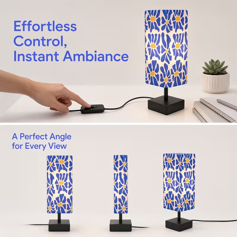 モダンでカラフルな花柄のテーブルランプ。ポップアート風のデザ - Desk Lamp のレビューと価格