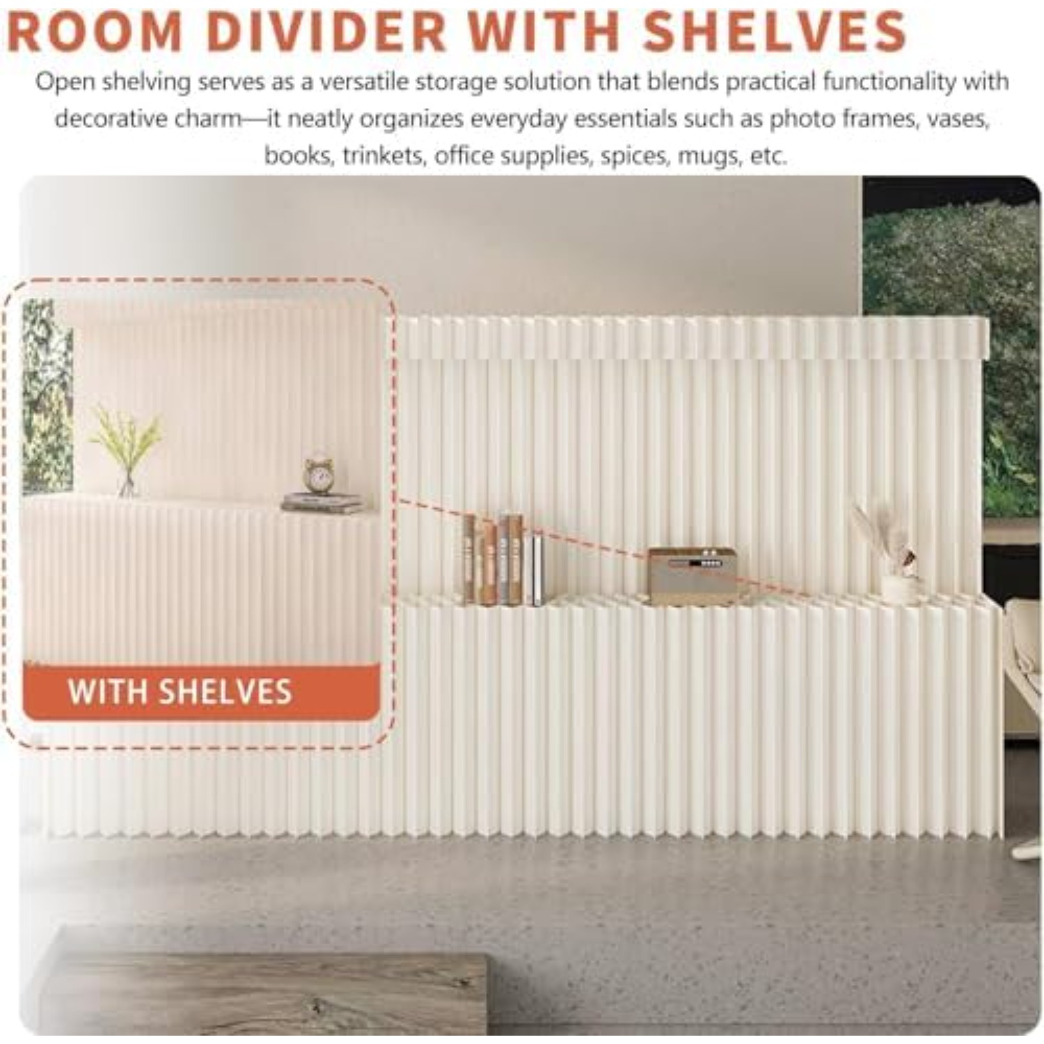 棚付きペーパーディバイダー、格納式壁仕切り、アコーディオン式 - Partition Screen Divider のレビューと価格