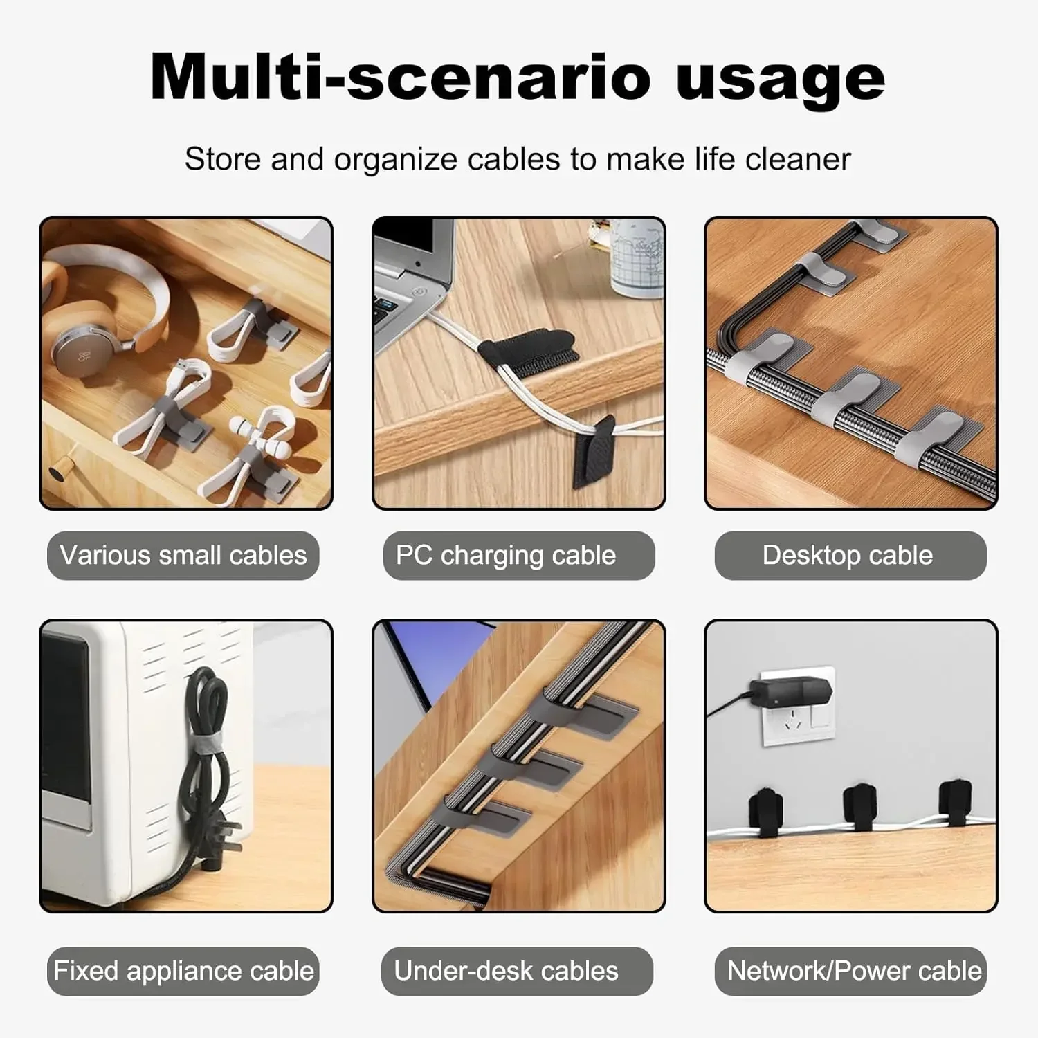 再利用可能なケーブル結束バンド、配線整理用、コードホルダー、 - Desk Organizer のレビューと価格