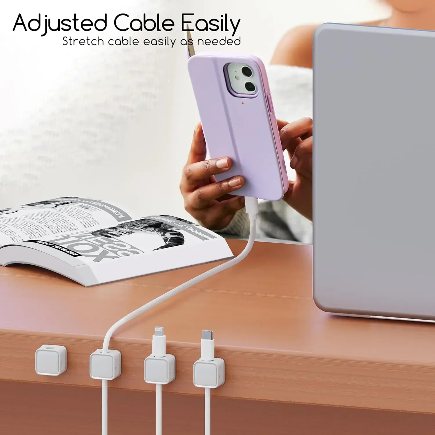小型ケーブル整理ホルダー。磁石付きで、滑らかな調整が可能。デ - Desk Organizer のレビューと価格